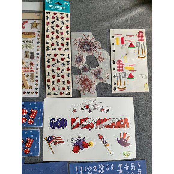 July & Patriotic Themed Sticker & Rub-On Set For Scrapbooking - Picture 3 of 12